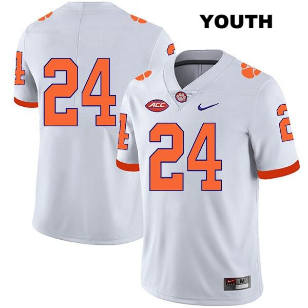 Youth Clemson Tigers #24 Nolan Turner Stitched White Legend Authentic Nike No Name NCAA College Football Jersey VIK0046FP